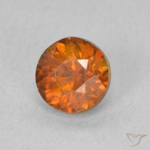 Esfalrita Naranja oscuro natural de 0.73 ct, Redondo, VS-SI