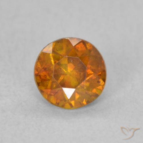 0.47ct Natural Naranja oscuro esfalerita, Redondo, VS-SI
