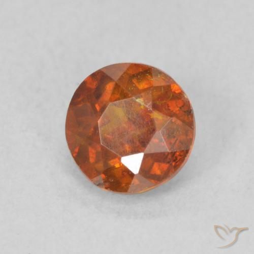 Esfalrita Naranja rojizo natural de 0.72 ct, Redondo, SI