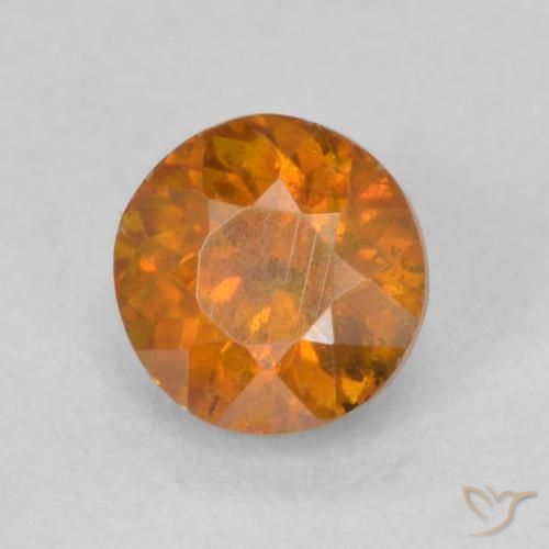 Esfalrita Naranja sidra natural de 0.64 ct, Redondo, SI
