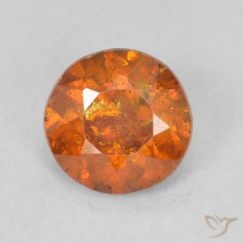 0.62ct Natural Naranja medio Esfalrita, Redondo, SI