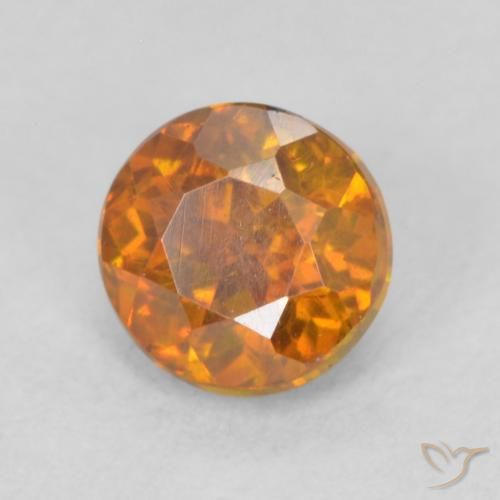 0.64ct Natural Naranja terroso esfalerita, Redondo, SI
