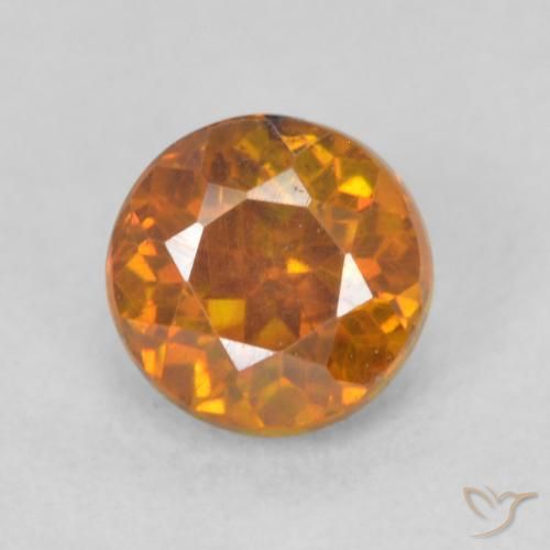Esfalrita Naranja terroso natural de 0.64 ct, Redondo, SI
