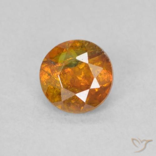 0.30ct Natural Naranja medio Esfalrita, Redondo, SI
