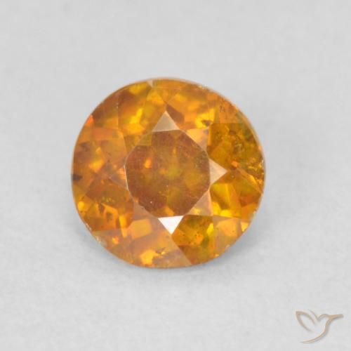 0.42ct Natural Naranja medio Esfalrita, Redondo, SI