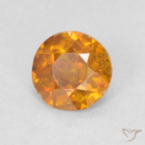 Esfalrita Naranja medio natural de 0.42 ct, Redondo, SI