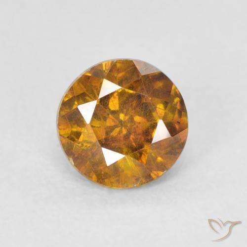 0.92ct Natural Marrón-oro esfalerita, Redondo, VS-SI
