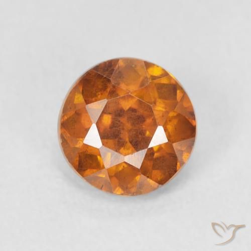 0.95ct Natural Naranja terroso Esfalrita, Redondo, VS-SI