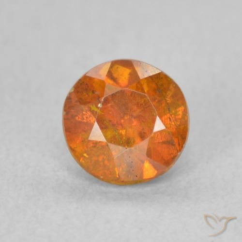 0.79ct Natural Naranja medio Esfalrita, Redondo, SI