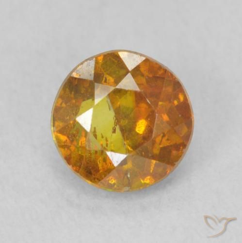 0.91ct Natural Naranja medio Esfalrita, Redondo, SI