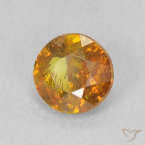 Esfalrita Naranja medio natural de 0.91 ct, Redondo, SI