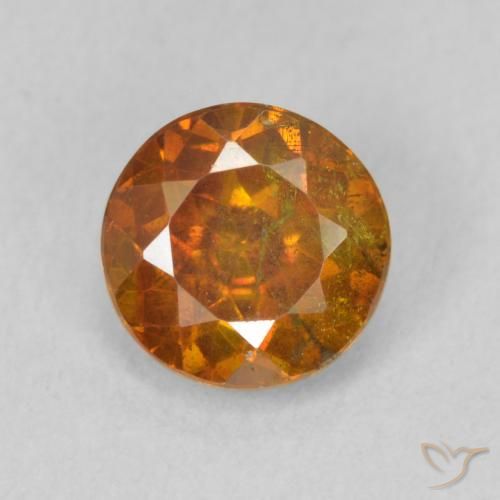 1.26ct Natural Naranja marrón esfalerita, Redondo, SI