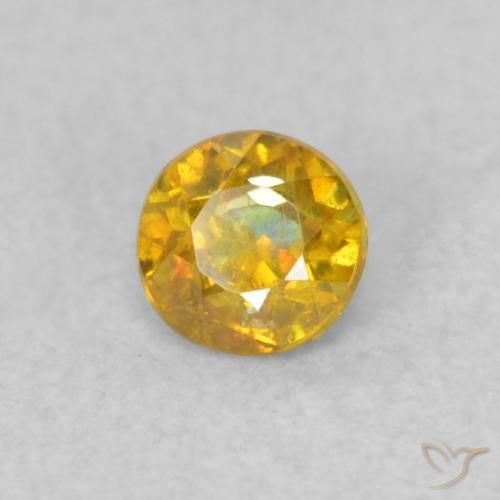 0.19ct Natural Amarillo púrpura esfalerita, Redondo, SI
