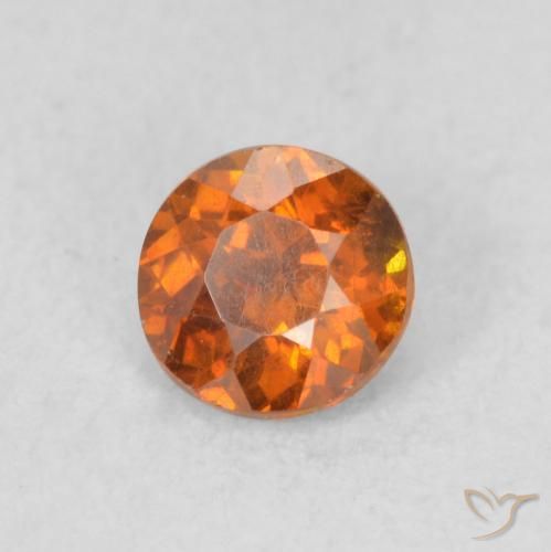 Esfalrita Medium Dark-Orange natural de 0.59 ct, Redondo, SI
