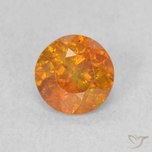 0.70ct Natural Ámbar naranja Esfalrita, Redondo, SI