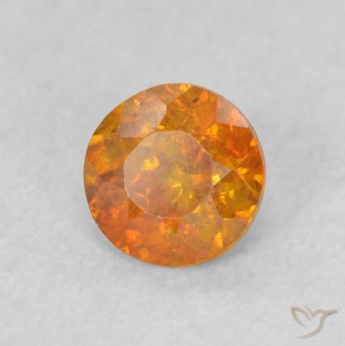 Esfalrita Ámbar naranja natural de 0.70 ct, Redondo, SI