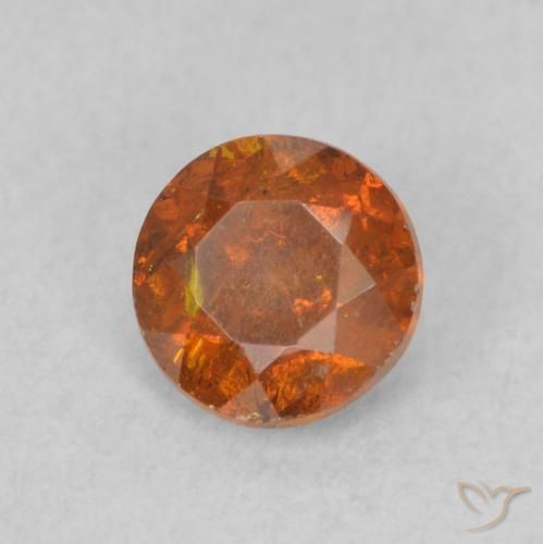 Esfalrita Ámbar naranja natural de 0.72 ct, Redondo, SI