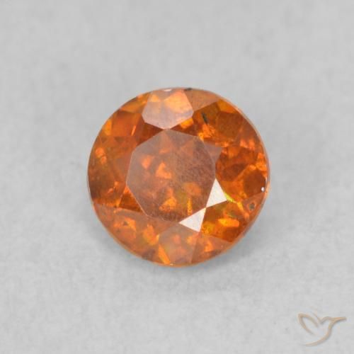0.53ct Natural Naranja medio esfalerita, Redondo, SI