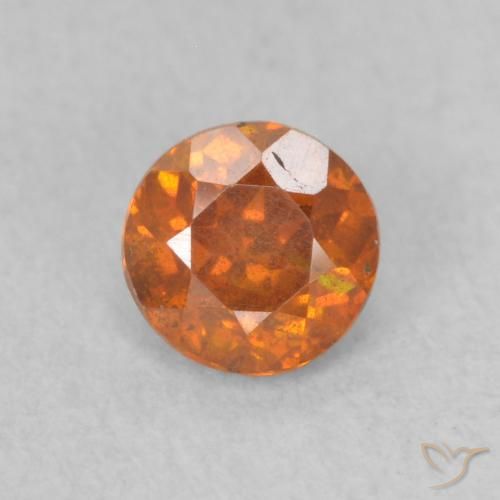 Esfalrita Naranja medio natural de 0.53 ct, Redondo, SI