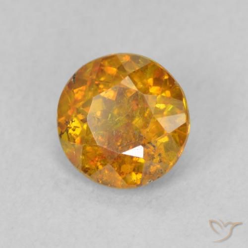 Esfalrita Medium Light-Orange natural de 0.78 ct, Redondo, SI