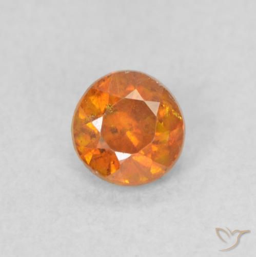 0.34ct Natural Ámbar naranja Esfalrita, Redondo, SI