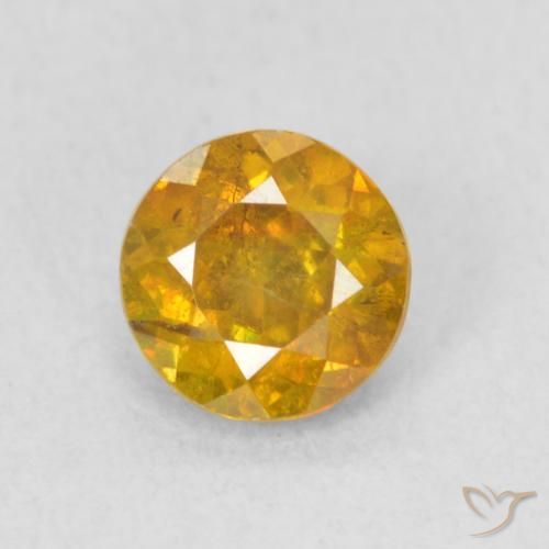 0.74ct Natural Naranja dorado intenso esfalerita, Redondo, SI