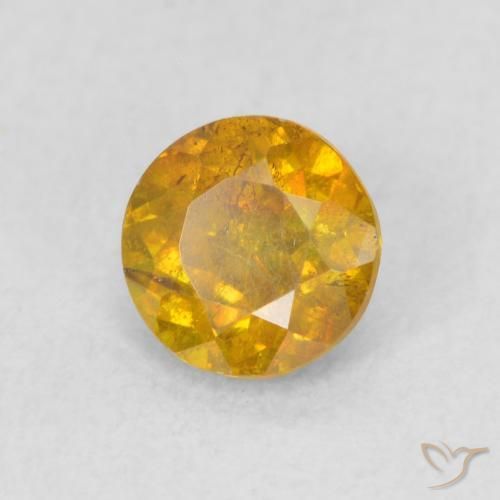 Esfalrita Naranja dorado intenso natural de 0.74 ct, Redondo, SI