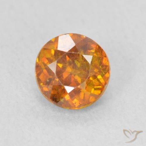 0.84ct Natural Naranja marrón Esfalrita, Redondo, SI