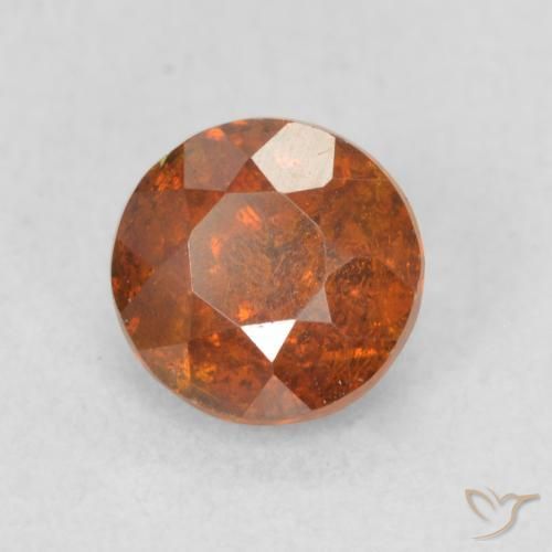 Esfalrita Naranja rojizo natural de 1.28 ct, Redondo, SI