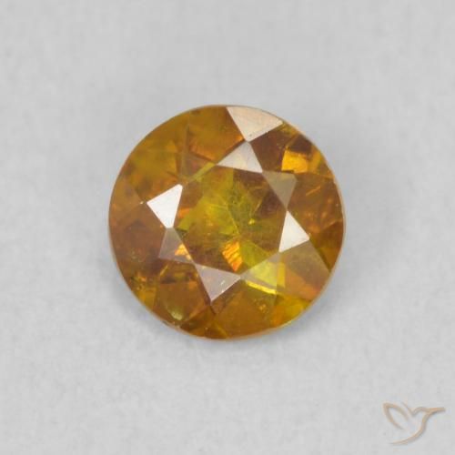 0.46ct Natural Naranja medio esfalerita, Redondo, SI