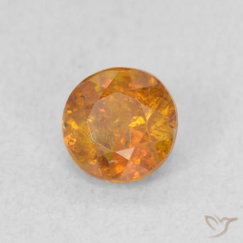 Esfalrita Medium Light-Orange natural de 0.54 ct, Redondo, SI