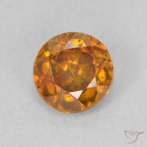 0.73ct Natural Naranja marrón Esfalrita, Redondo, SI