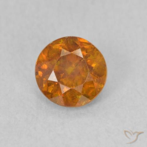 0.53ct Natural Naranja medio Esfalrita, Redondo, SI