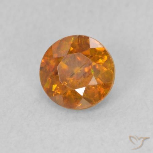 Esfalrita Naranja medio natural de 0.53 ct, Redondo, SI