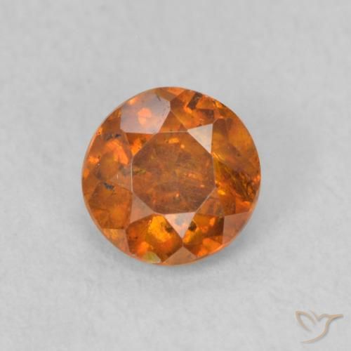 0.57ct Natural Ámbar naranja esfalerita, Redondo, SI