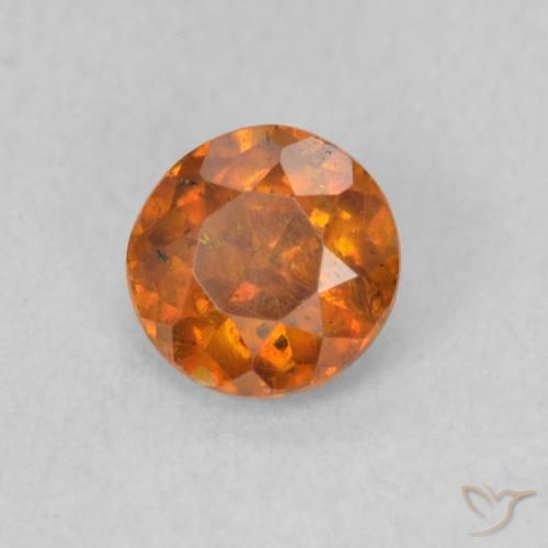 Esfalrita Ámbar naranja natural de 0.57 ct, Redondo, SI