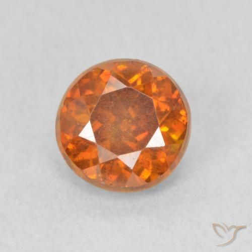 0.94ct Natural Medium Dark-Orange Esfalrita, Redondo, VS