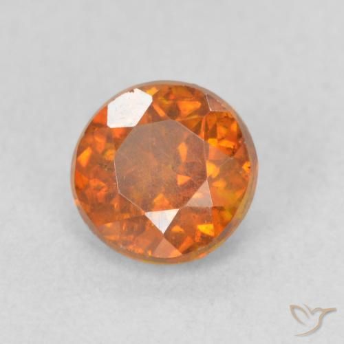 Esfalrita Medium Dark-Orange natural de 0.94 ct, Redondo, VS