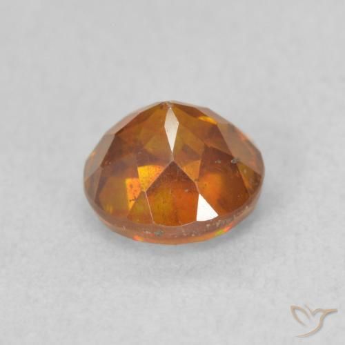 Esfalrita Medium Dark-Orange natural de 0.94 ct, Redondo, VS