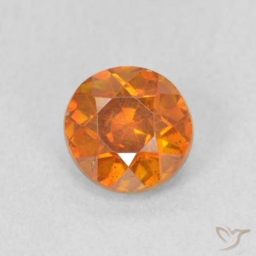 0.75ct Natural Naranja amarillento esfalerita, Redondo, VS-SI