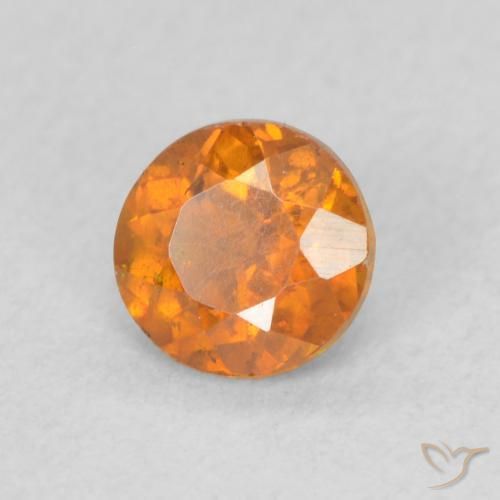 Esfalrita Naranja intenso natural de 0.57 ct, Redondo, VS-SI