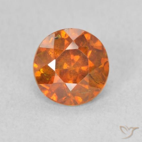 0.83ct Natural Naranja oscuro Esfalrita, Redondo, VS-SI
