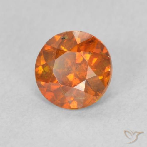 Esfalrita Naranja oscuro natural de 0.83 ct, Redondo, VS-SI