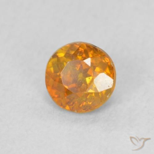 Esfalrita Naranja terroso natural de 0.42 ct, Redondo, VS-SI