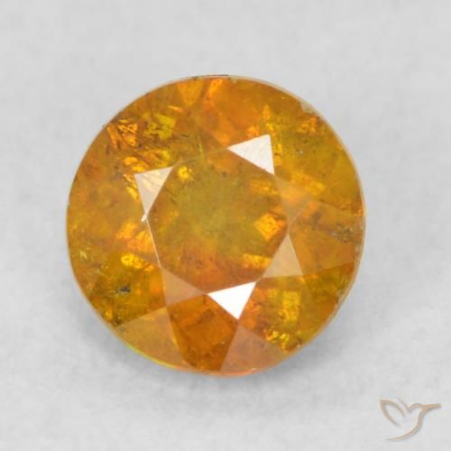0.56ct Natural Naranja marrón Esfalrita, Redondo, SI