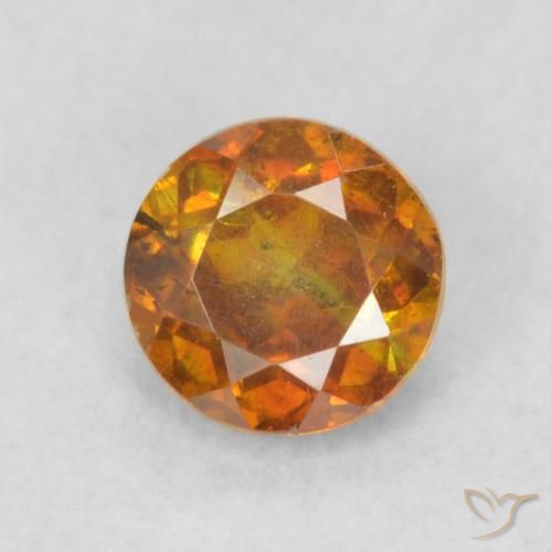 0.45ct Natural Naranja marrón Esfalrita, Redondo, SI