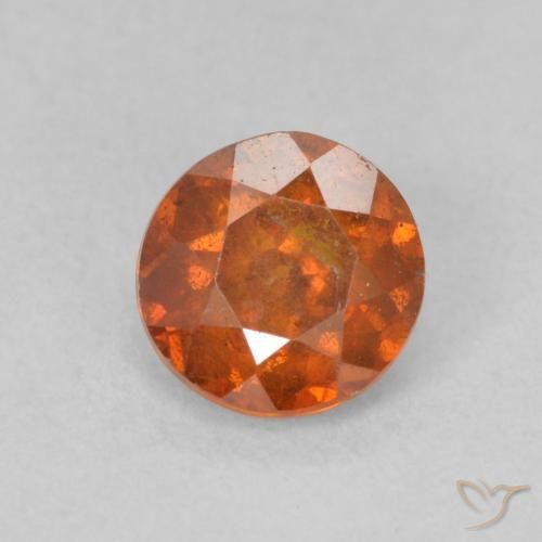 0.81ct Natural Naranja medio esfalerita, Redondo, SI