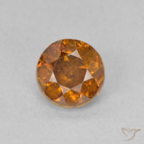 0.75ct Natural Naranja terroso esfalerita, Redondo, SI