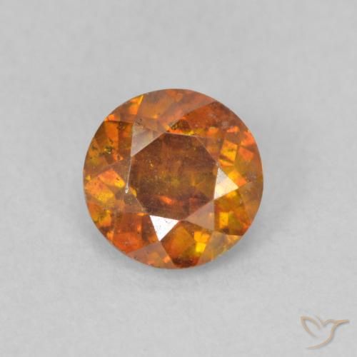 0.66ct Natural Naranja terroso esfalerita, Redondo, SI