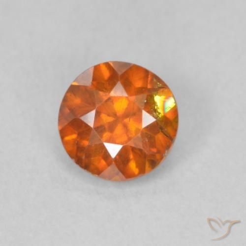 0.42ct Natural Naranja oscuro Esfalrita, Redondo, SI